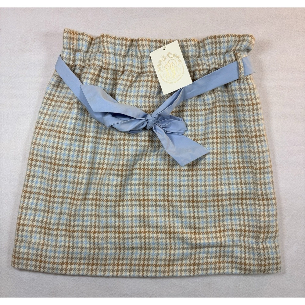 The Beaufort Bonnet Company TBBC Beasley Bow Skirt Houndstooth Blue NWT 14